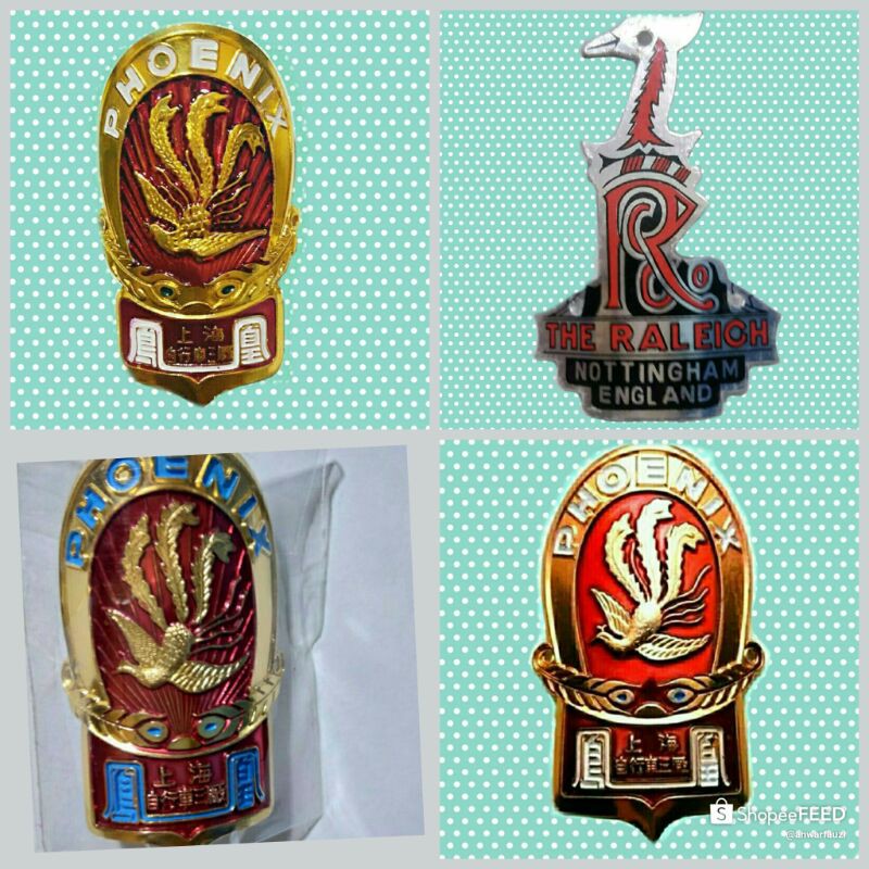 Emblem sepeda onthel phoenix raleigh ( Emblem / logo merk sepeda gowes / pancal logam
