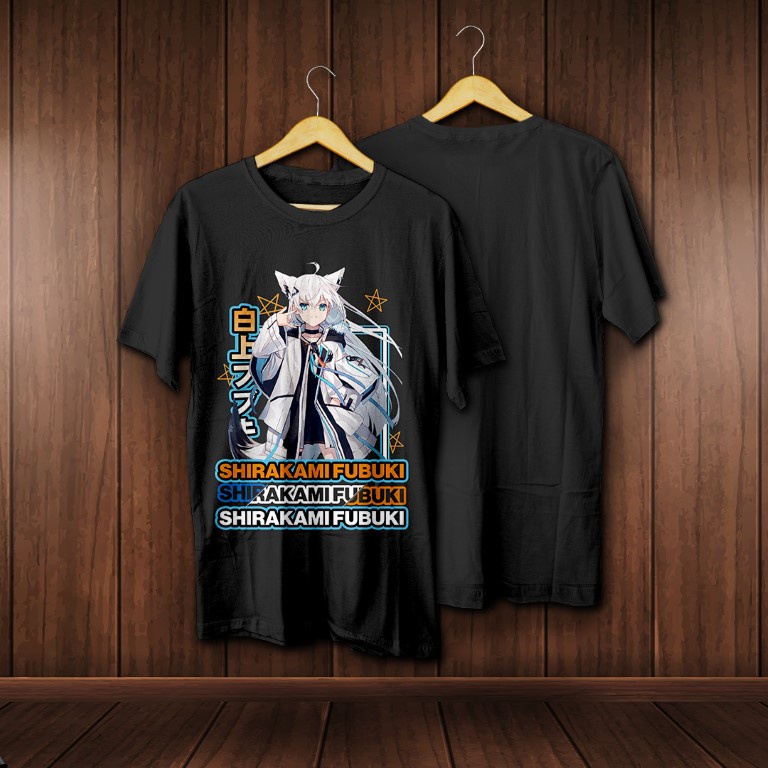 T-Shirt/Baju Kaos SHIRAKAMI FUBUKI Hololive Sablon DTF