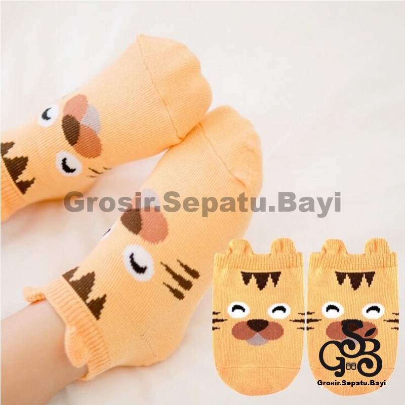 kaos kaki bayi kaos kaki anak laki laki perempuan umur 0-4 tahun motif Orange Tiger