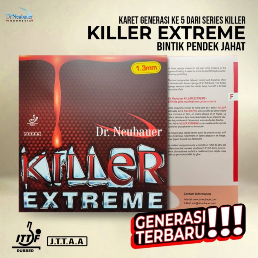 Karet Bet Pingpong Tenis Meja DR NEUBAUER KILLER EXTREME 1,8mm Ori