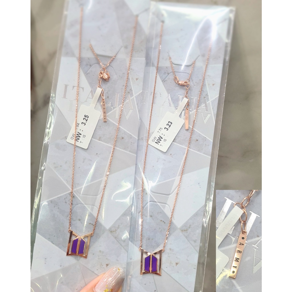 Kalung BTS ARMY emas rosegold 750 kadar 17k