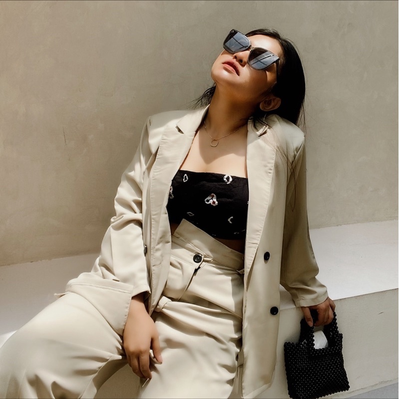 BELKINSBOUTIQUE - Mimosa Set Blazer | set blazer oversize | set blazer wanita | blazer hitam tosca b