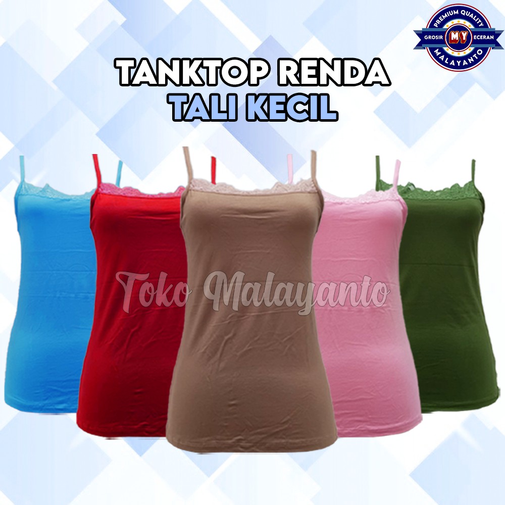 Tanktop Tali Kecil Renda Polos Warna Ukuran All Size Ready Stok!!-4