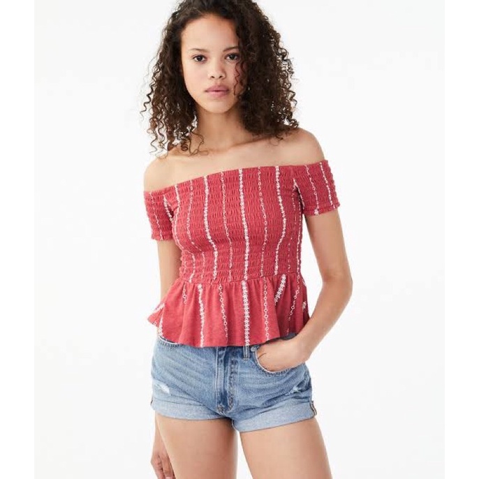 Aeropostale Smocked Peplum Top