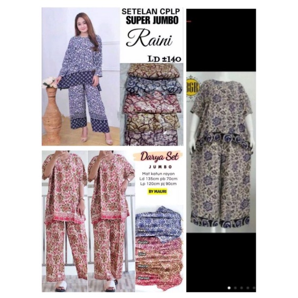 SETELAN JUMBO KULOT PANJANG RAYON PP dan CP LD 135-140