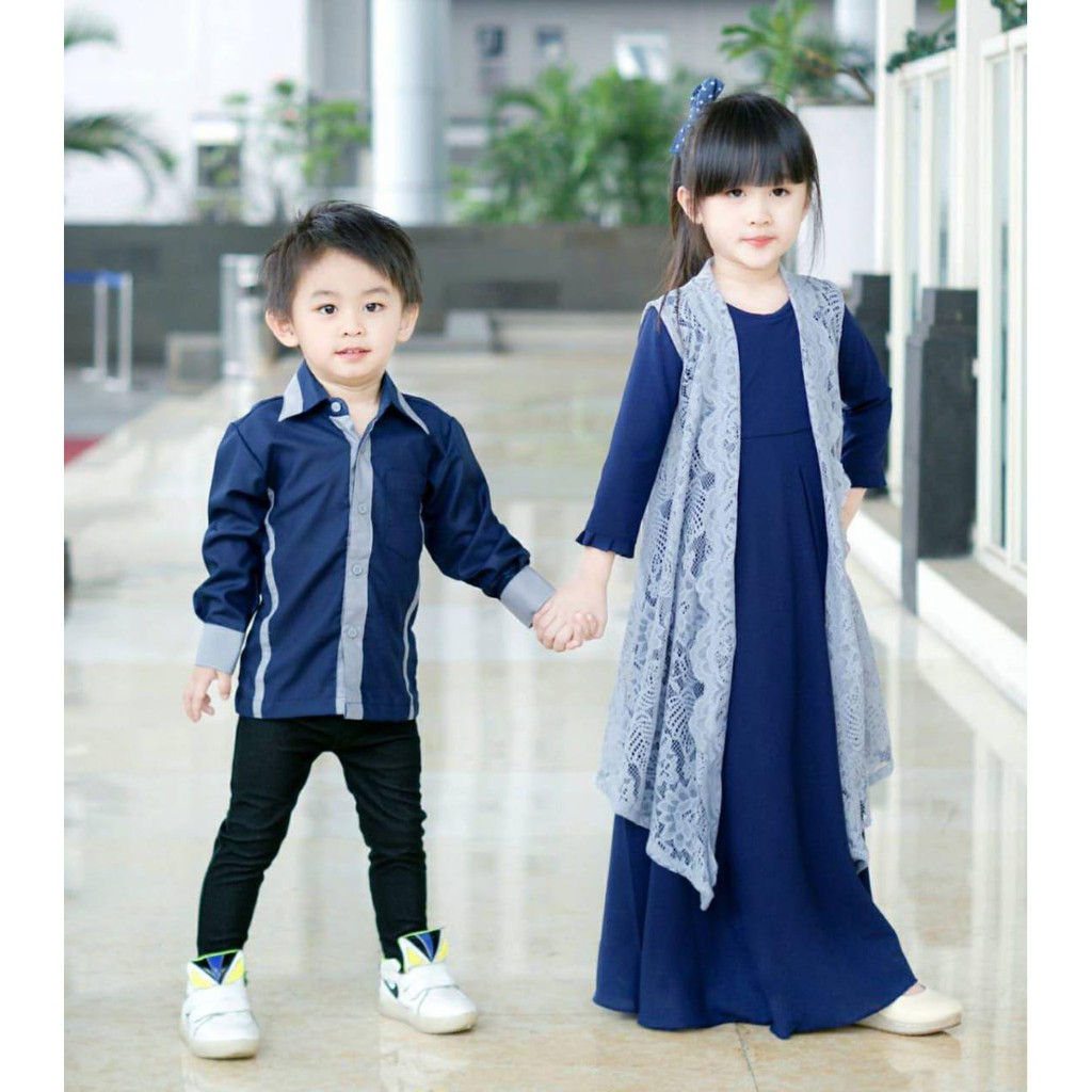 GAMIS HUMAIRA WARNA NAVY KOMBI ABU