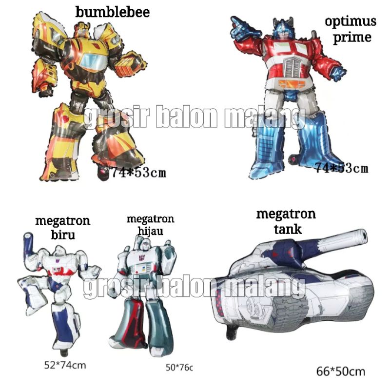 balon foil karakter robot transformer bumblebee optimus prime megatron transformers