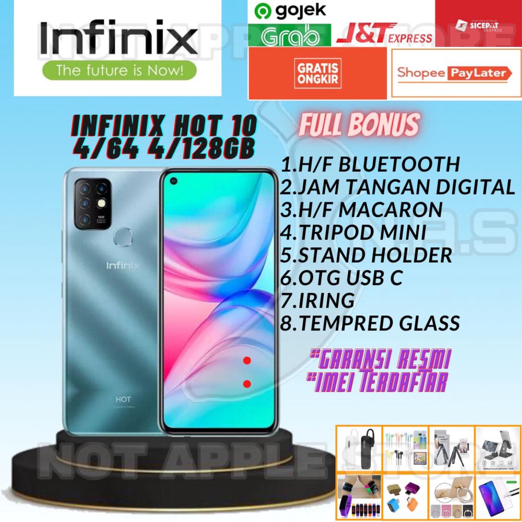 INFINIX HOT 10 RAM 4/64GB 4/128GB NEW BARU GARANSI RESMI