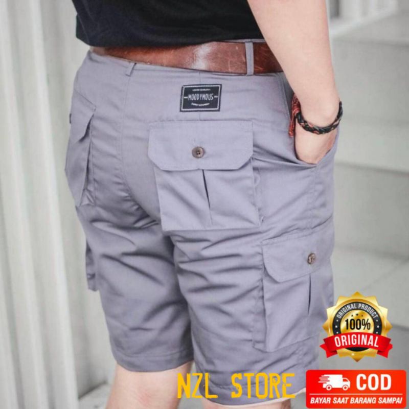 CELANA CARGO PENDEK SIZE 27-38 HITAM MOCA GREY CREAM