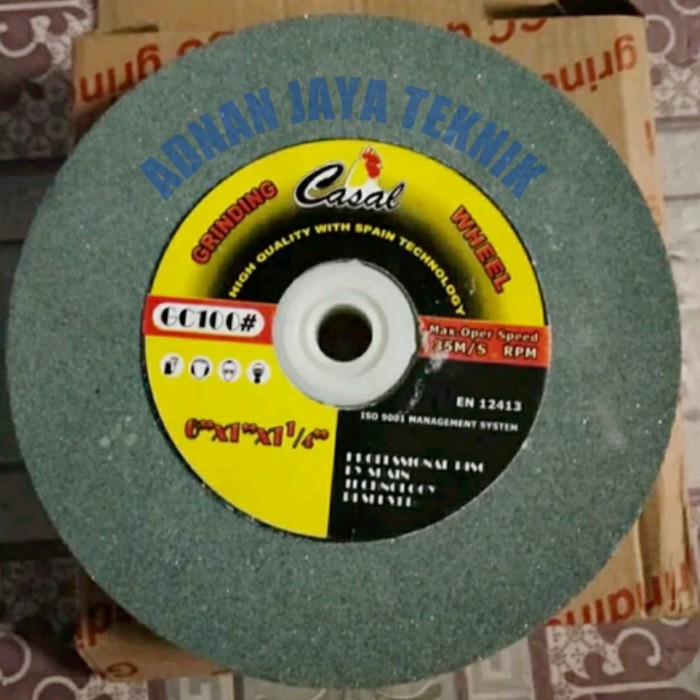 MATA GERINDA BATU HIJAU 6 INCH GRIT #100 BATU GURINDA HIJAU Mata gurinda Batu hijau