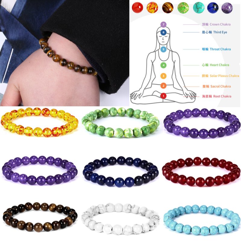 Gelang Manikmanik Batu Lava 7 Chakra Healing Alami Untuk Priawanita