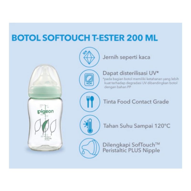 Pigeon Soft Touch T Ester WN Bottle - botol susu bayi 200ml