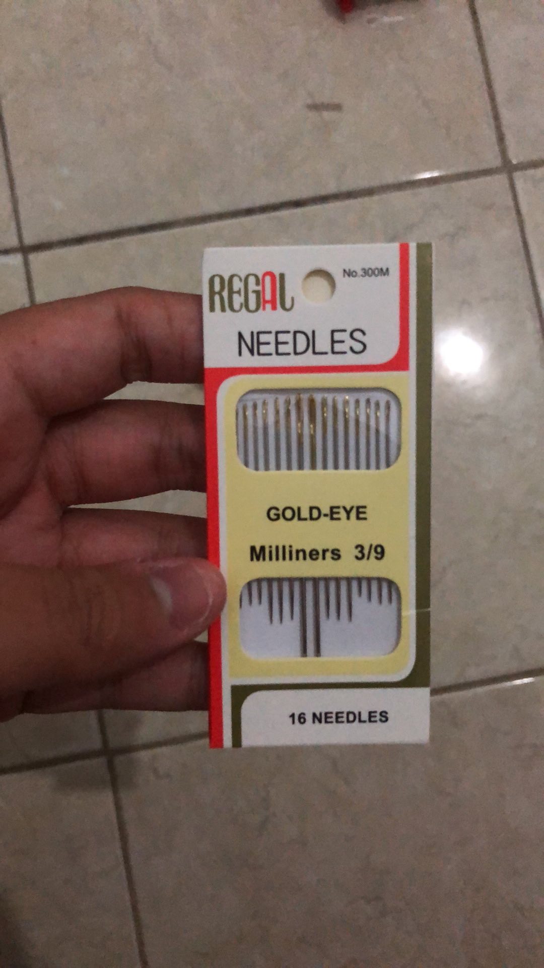 Jarum Jahit Tangan Regal Gold Eye Milliners 3/9 Isi 16 Pcs