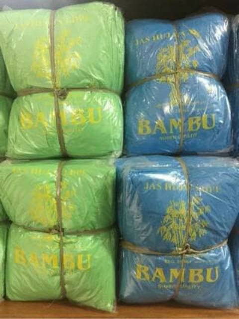 Jas Hujan Poncho Ponco Plastik Kresek Bambu LDPE Simple Ringan x Tebu Termurah