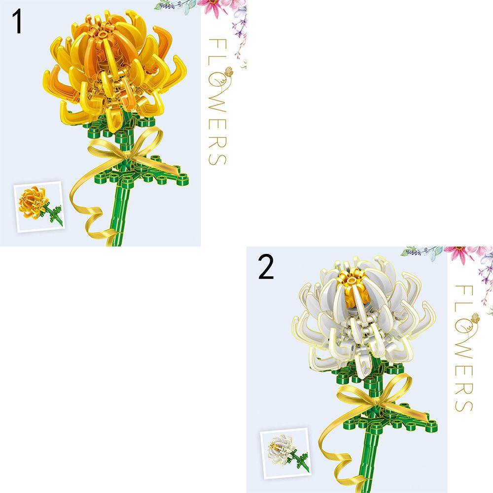 Mainan Balok Bangunan Bentuk Bunga Mawar Tiga Dimensi