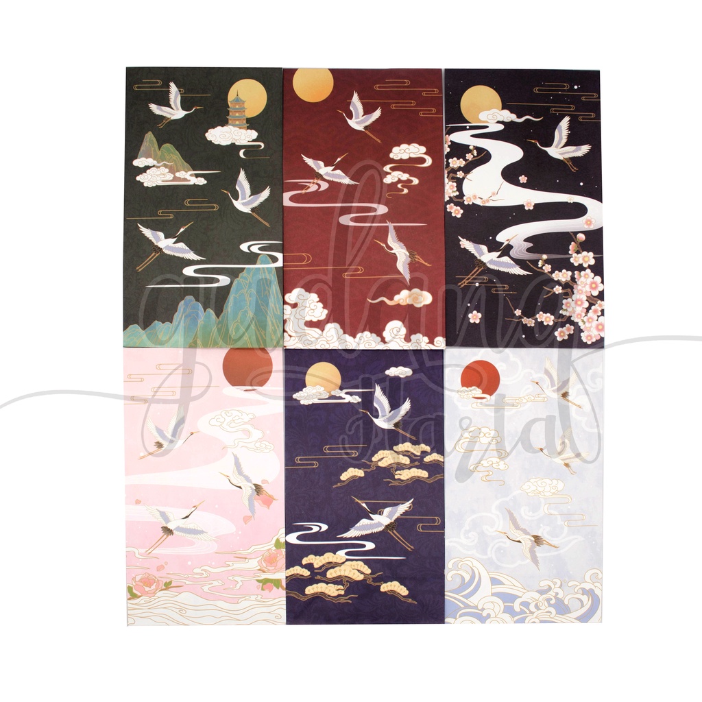 Paper Bag Vintage Japan Crane SET ISI 6 Tas Kertas Hadiah GH 507810