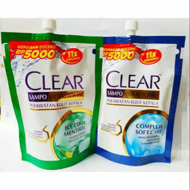 Clear Shampoo 55Ml (Ice Cool Menthol Dan Complete Soft Care)Sunsilk Shampoo Saset Black Shine 55ml