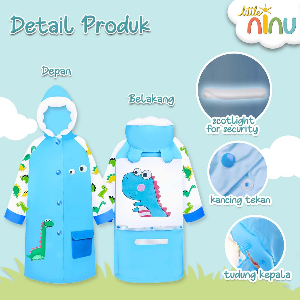 Jas Hujan Anak / Jas Hujan Ransel Karakter Anak Little Ninu 0002