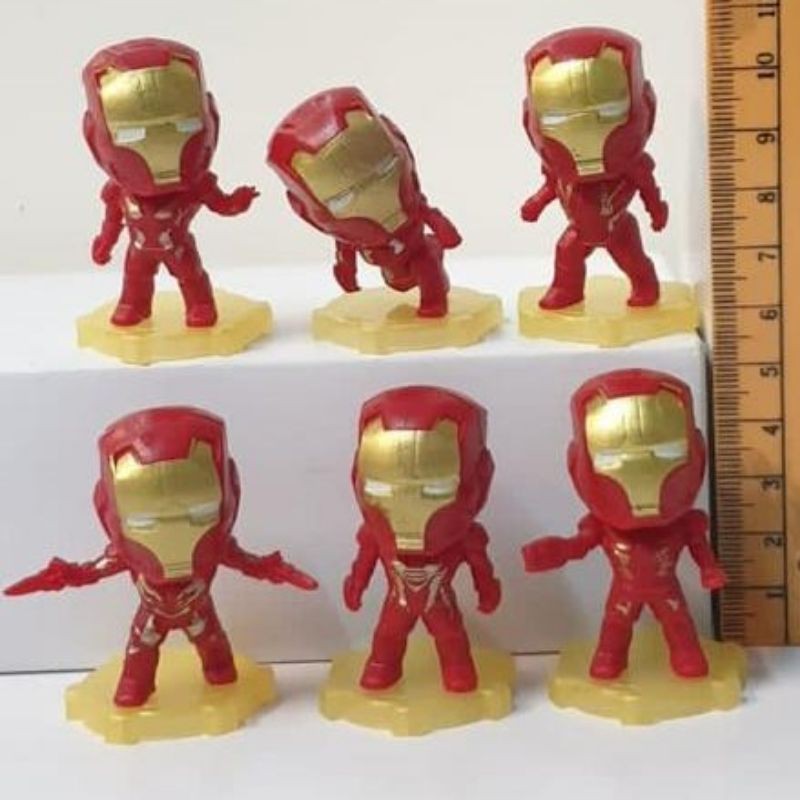 Iron Man Chibi 6 Pcs Ironman Action Figure Avengers Figur Mainan Kue isi Topper