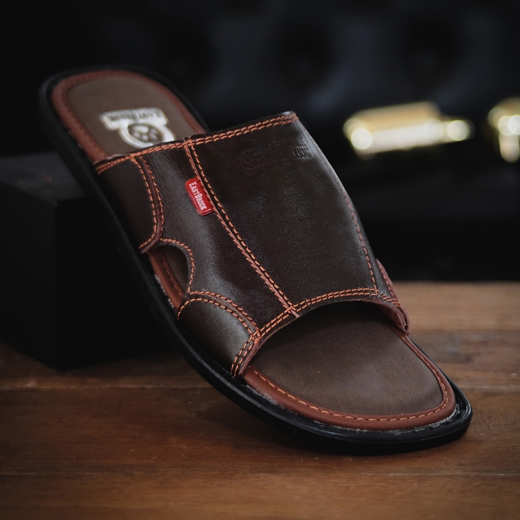 Sandal Slop Keren Kasual Kulit Asli Pria Eastbrook Gamma