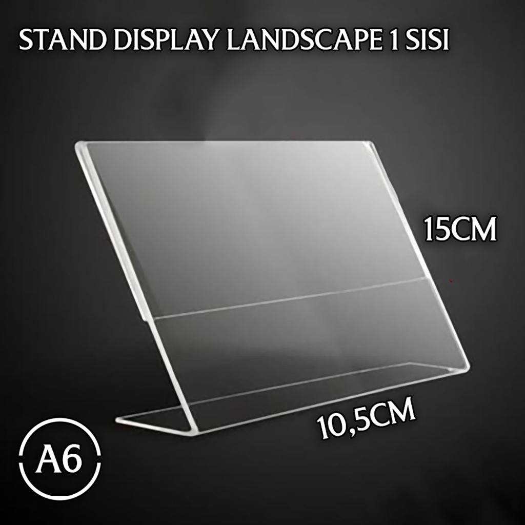

Tent Card Acrylic Display A6 Landscape / Stand Akrilik Tent Holder Brosur 1 Sisi / Tempat Brosur