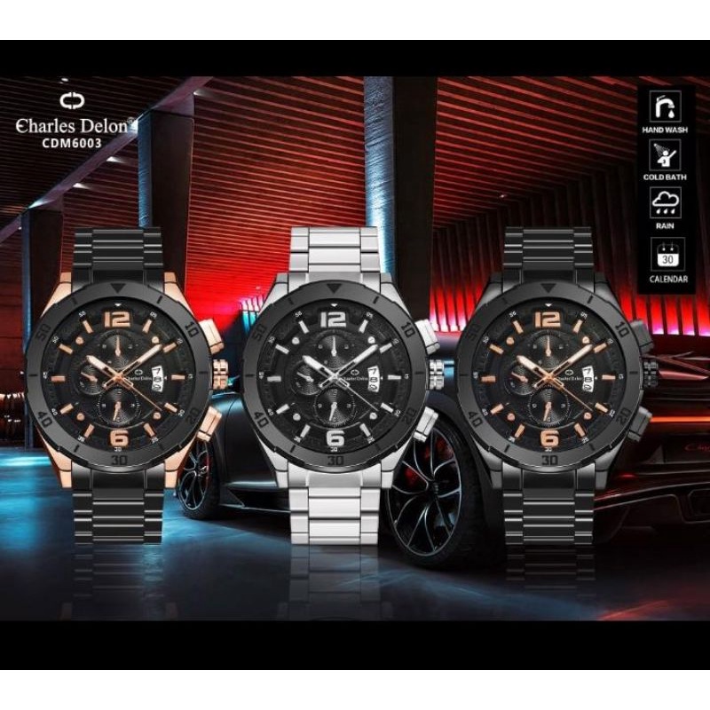 (COD) Jam Tangan Pria Carles Delon Sport R-670 Tangal Aktif Rantai Tahan Air