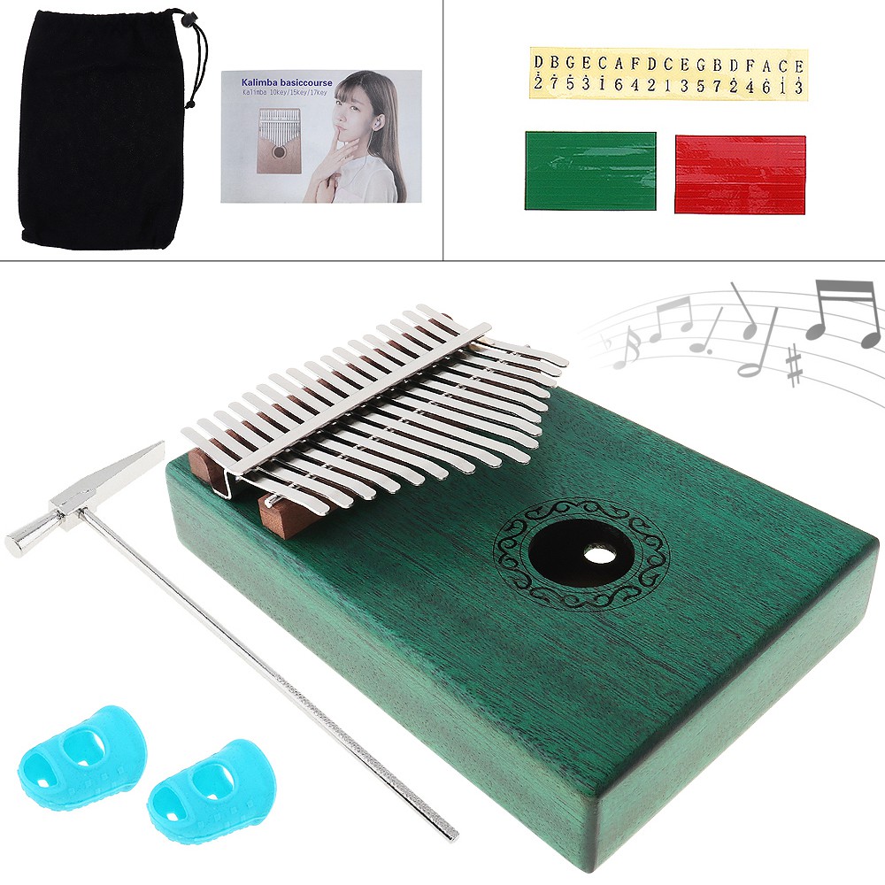 Kalimba Piano Jempol 17 Kunci Warna Hijau