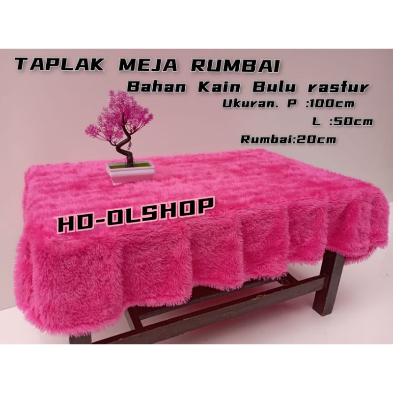 Taplak meja rumbai bulu rasfur/Taplak rumbai bulu rasfur/Taplak meja ruang tamu/Taplak meja rumbai M