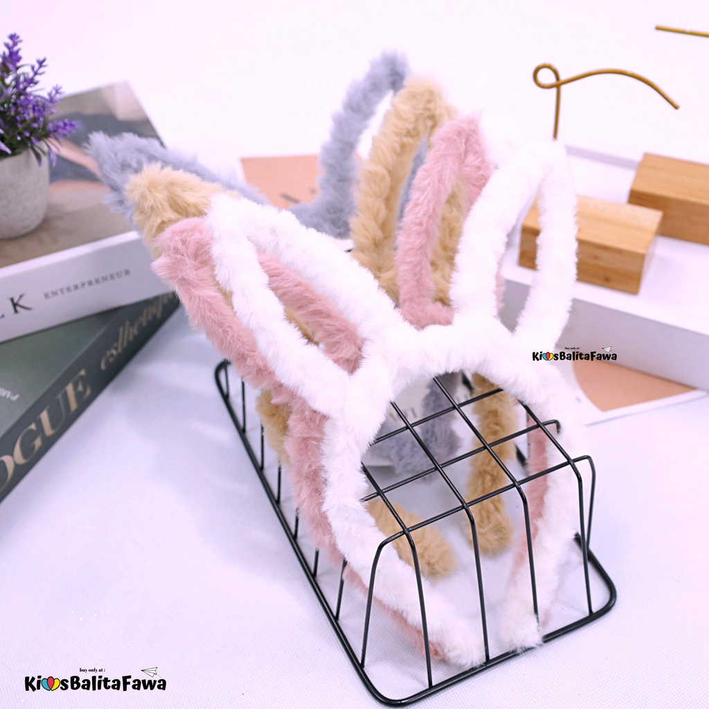 Bando Bunny Korean Style Anak Perempuan / Kuping Kelinci Polos Headband Bunny Wanita Imut Bulu Halus Murah Babycinnamon