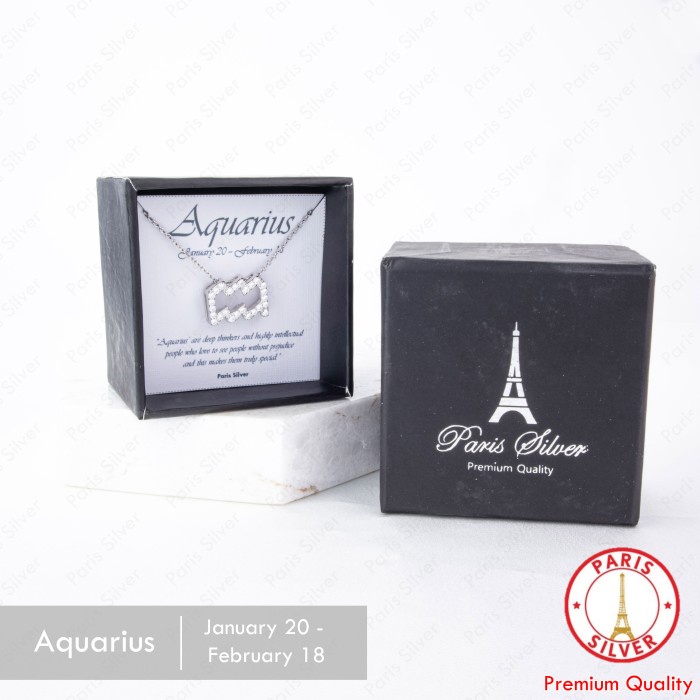 Kalung Horoscope Zodiac Horoskop Zodiak Necklace Silver 925 Perak - Aquarius