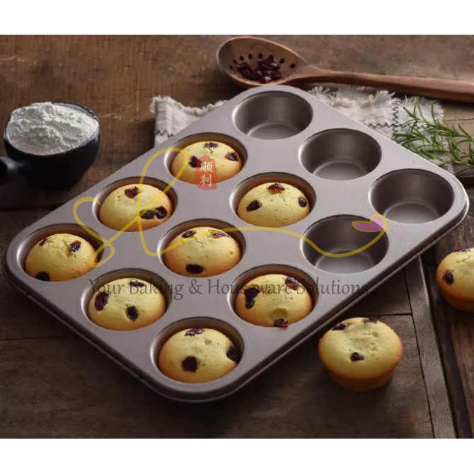 Loyang Chefphora Mini Cupcake Muffin Bolu Pie Cheese Cake Mouse 12cup