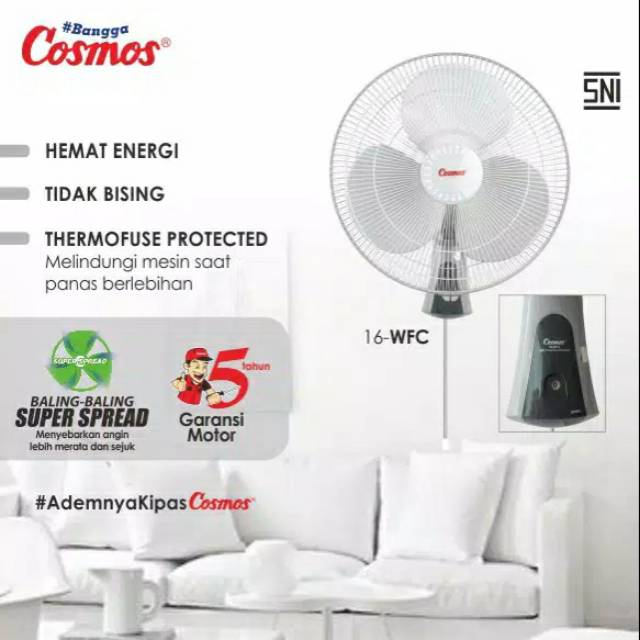 Kipas dinding COSMOS wall fan 16 WFC - 16 inchi - garansi resmi