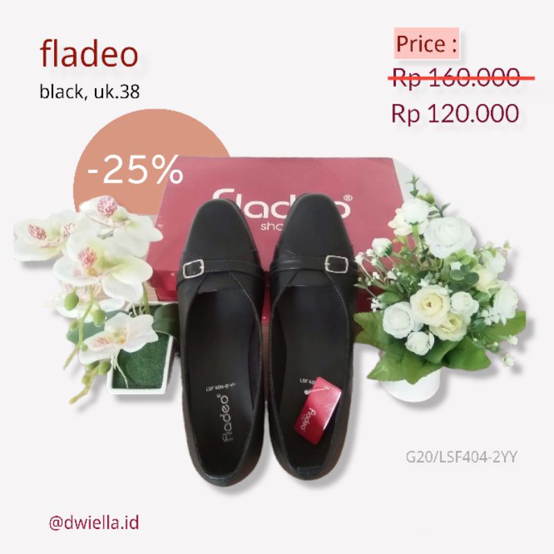 Fladeo G20/LSF404-2YY | Sepatu Kerja Pantofel Wanita Formal, Hitam, 38