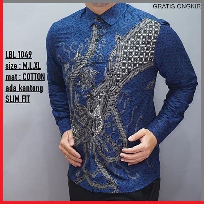 KEMEJA PRIA BATIK LENGAN PANJANG HEM BAHAN KATUN HALUS 40S LBL 1049 BAJU MODERN MEWAH SLIMFIT SLIM FIT BY PENDEK JAKARTA PLATINUM