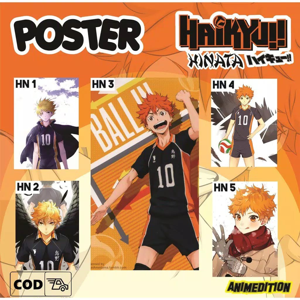 KATALOG BARU Poster Anime HAIKYU Shoyo Hinata Tobio Kageyama Kei Tsukishima Tadashi Yamaguchi