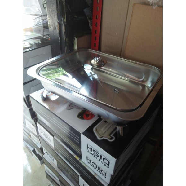 fast food dish-wadah  prasmanan tempat saji tutup full kaca