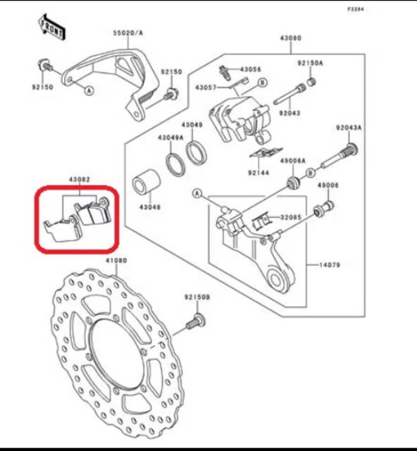 kampas rem belakang klx 250 original thailand / kanpas rem motor klx 250 / discpad motor klx 250