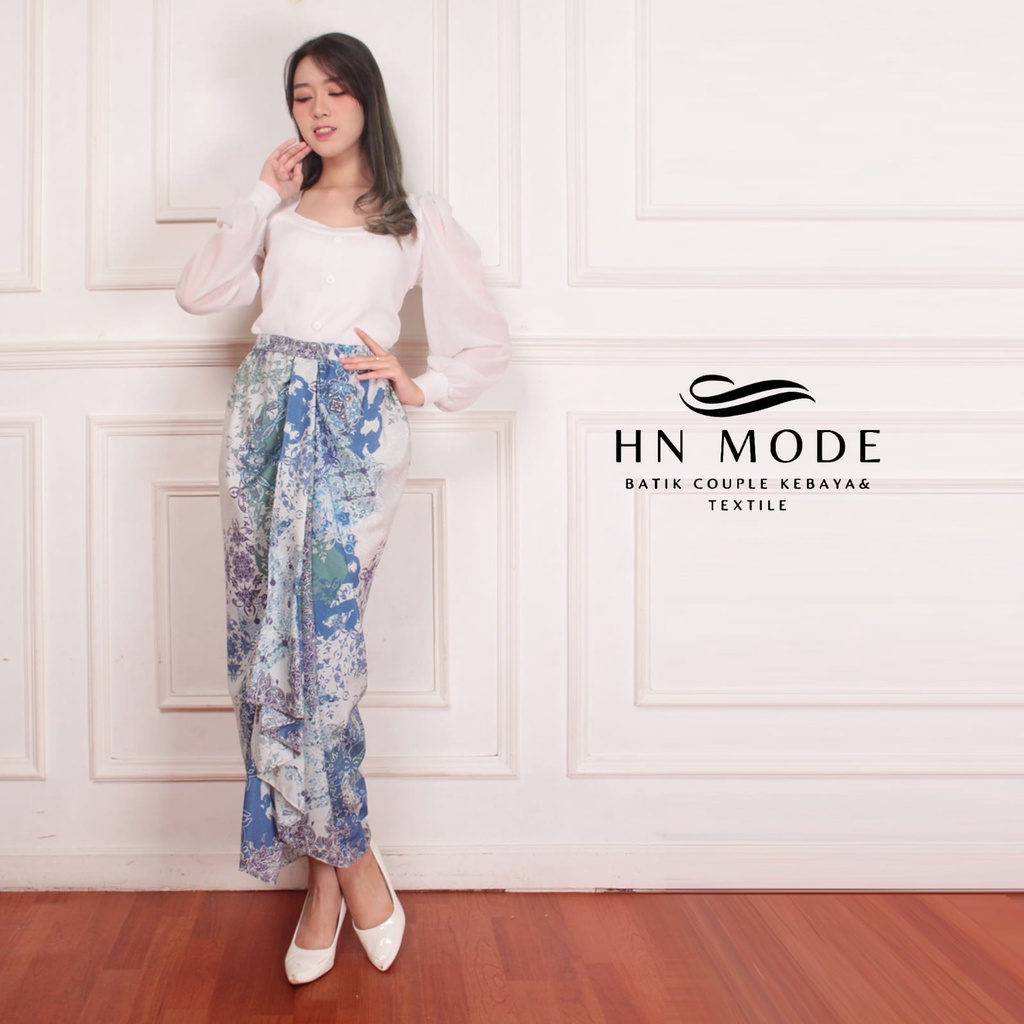 HN MODE - Rok rempel batik floral motif terbaru / Rok lilit instan siap pakai / Rok kebaya