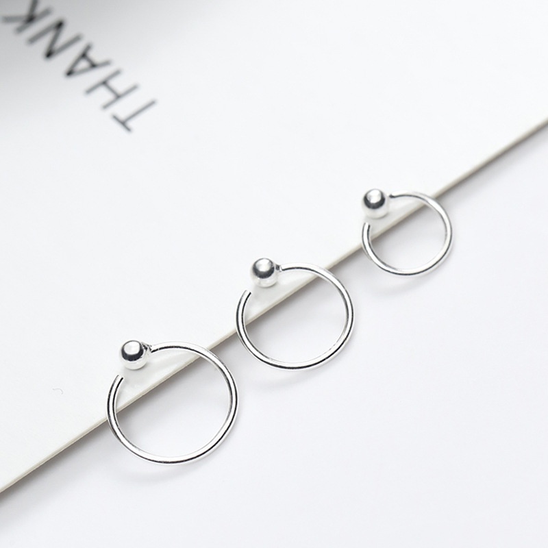 Korea Simple 925 Silver Earrings Fashion Round Beads Small Earrings Women