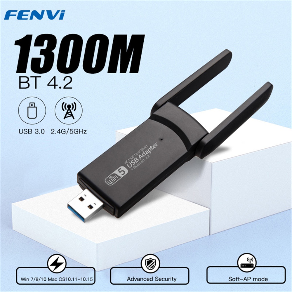 PREORDER Wireless 1300Mbps Dual Band Bluetooth 4.2 USB3.0 Wlan USB Network Wifi Lan Adapter 802.11AC