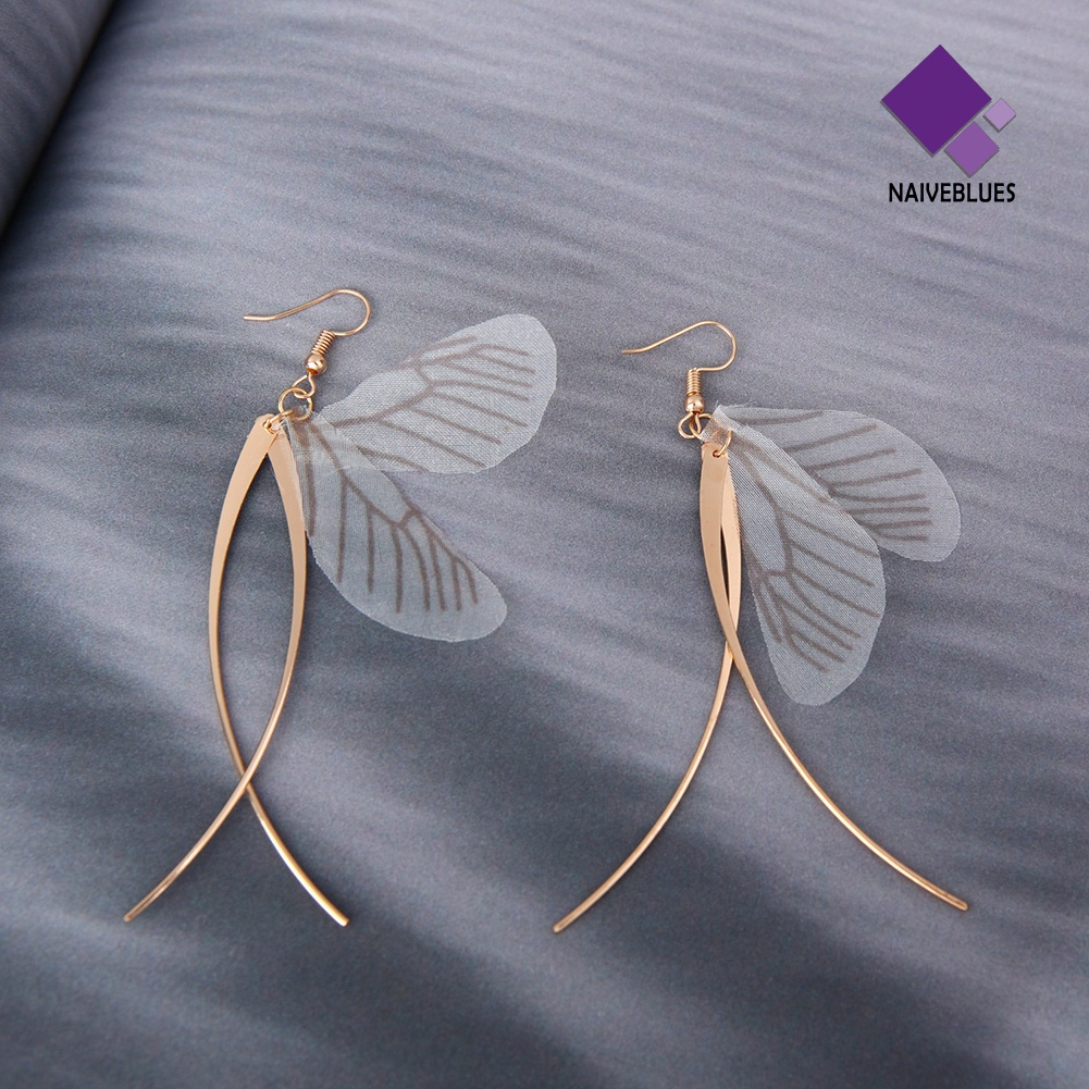 Anting Kait Juntai Bentuk Sayap Kupu-Kupu Rumbai Gaya Retro Untuk Wanita