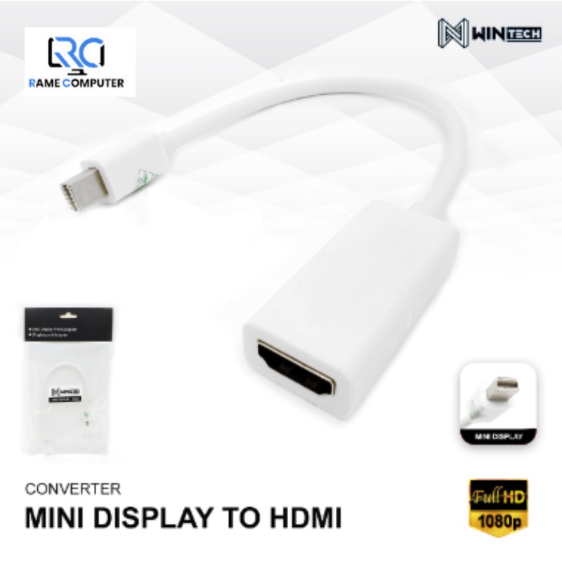 KABEL MINI DISPLAY PORT TO HDMI CONVERTER MINI DP KE HDMI MAC TV LCD