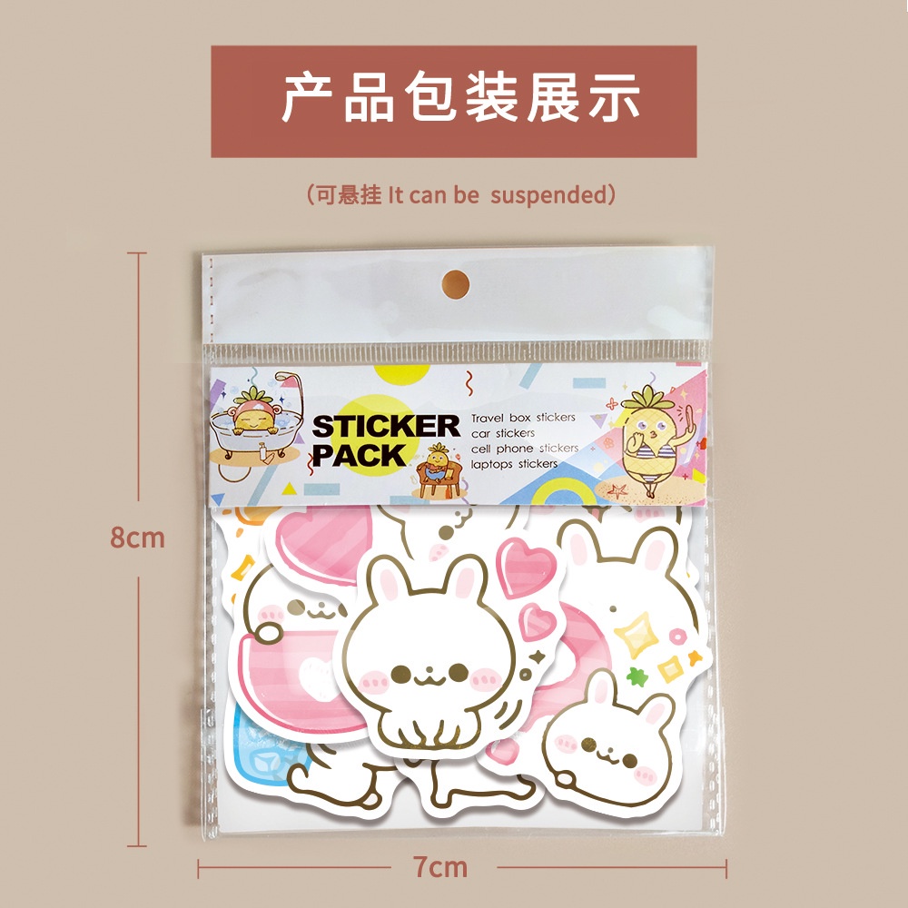 40 lucu hewan peliharaan kelinci stiker kartun kelinci kecil kasus telepon stiker bagasi Cangkir air