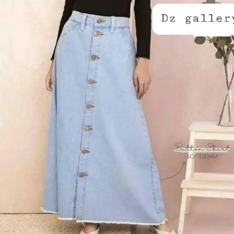 DZ GALLERY - (COD) ROK JEANS BUTTON SKIRT / ROK JEANS RAWIS/ ROK JEANS WANITA