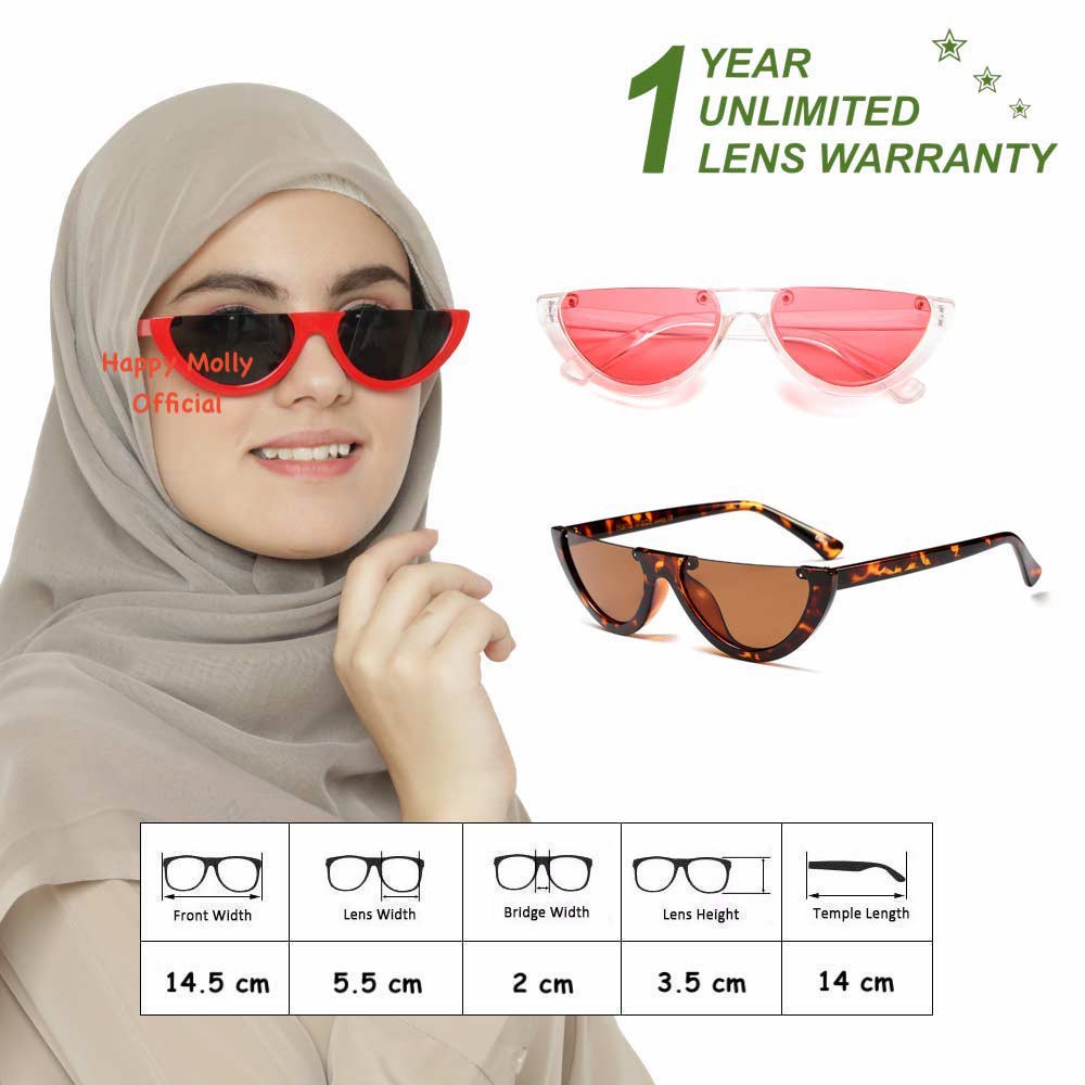 Anti UV Eye Cat Sunglasses - Kacamata Pria &amp; Wanita Hijab - SH (Group) Free Kotak Kacamata