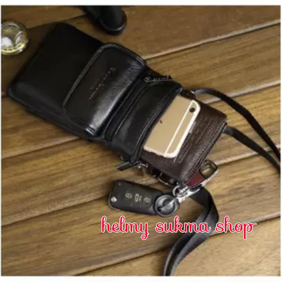 Paling Murah Tas Kulit Selempang Kecil 7049/Import,Tas Buat Di Ikat Pinggang, Tas Tab/Hp,Accesoris