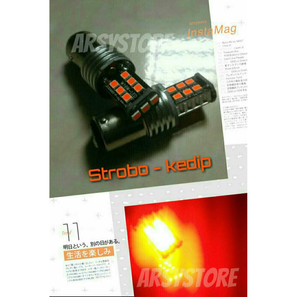 Lampu Led Rem Strobo Kedip Bayonet Bay15d 15 smd Emperor Mobil Motor