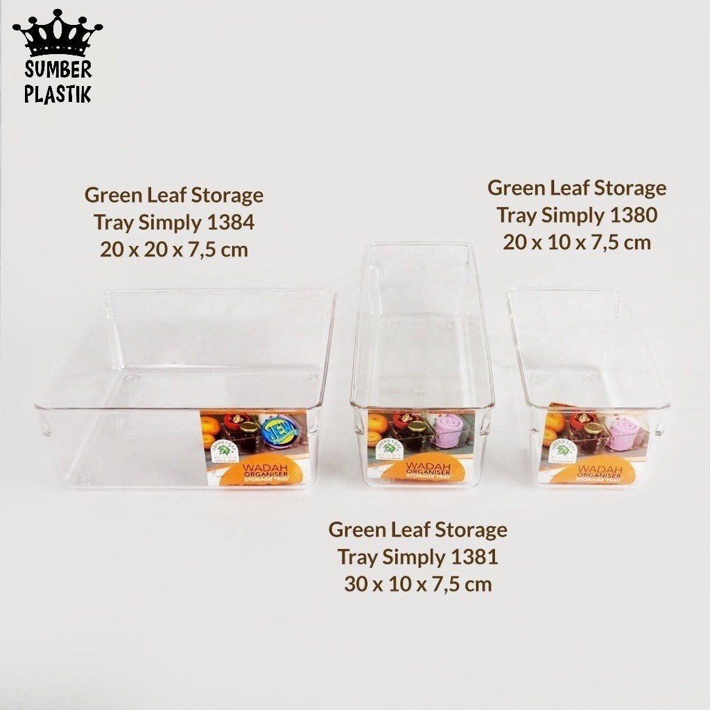 GREEN LEAF Storage Tray Simply 1380 Wadah Serbaguna Acrilic Transparan / Organizer Kulkas