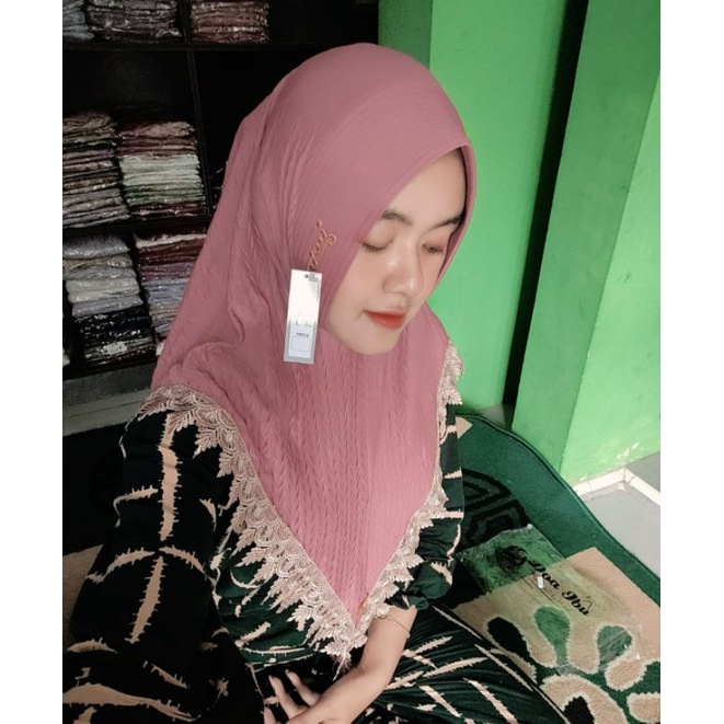 257 PADIPRADAJILBAB PLISKET PADI DOA IBU RENDA PRADA/HIJAB ORI DOI BY BUNYAMIN JERSEY SUPER/BERGO PE