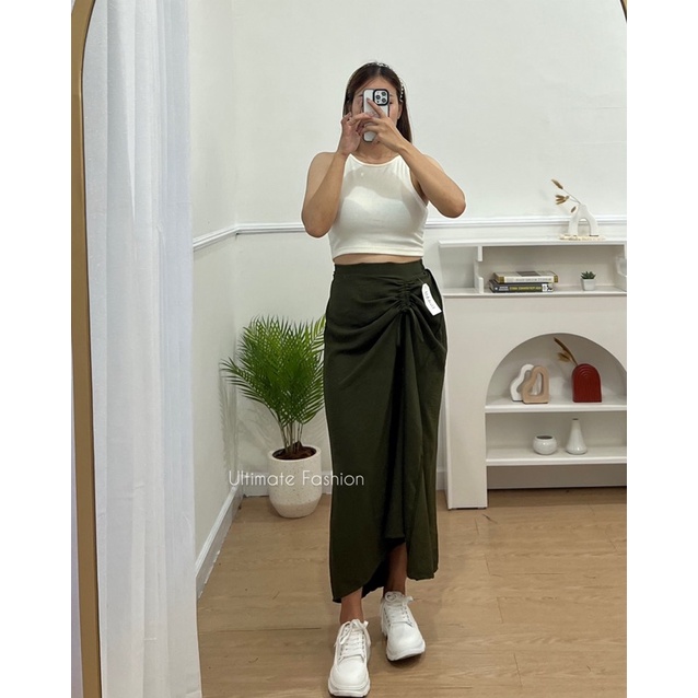 Rok Serut Tamara Casual Korean Look Crinkle Premium Skirt Kekinian Terbaru